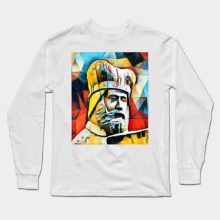 Geoffrey of Monmouth Abstract Portrait | Geoffrey of Monmouth Artwork 2 Long Sleeve T-Shirt